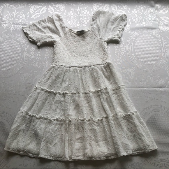 Art Class White Flare Dress Girls Size S(6-6X) Short Sleeves Elastic Knee/High - Picture 2 of 16